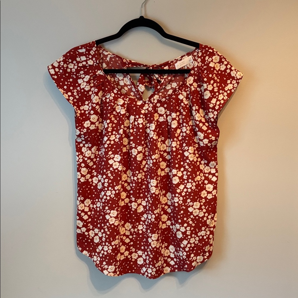 LC Lauren Conrad Rust Floral Top
